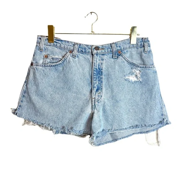 Vintage Levi’s • Orange Tab Mid Cutoff Denim Shorts Size L - Picture 3 of 4